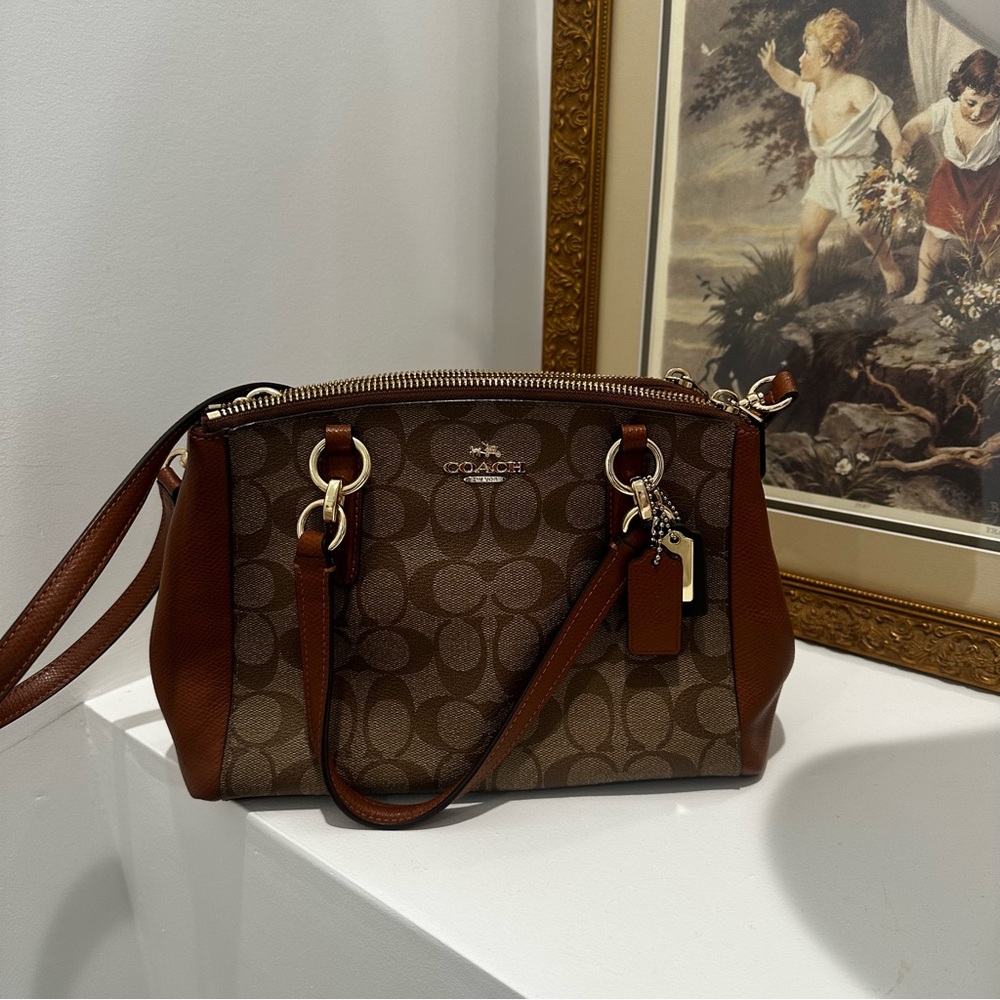 Coach Brown Satchel Signature Design